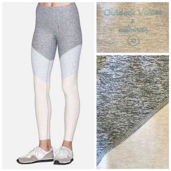 Outdoor Voices x Allbirds Tri-Color Gray Whiteout 7/8 Springs Leggings, sz. XS - Picture 8 of 16